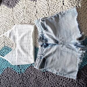 Zara top & jean shorts